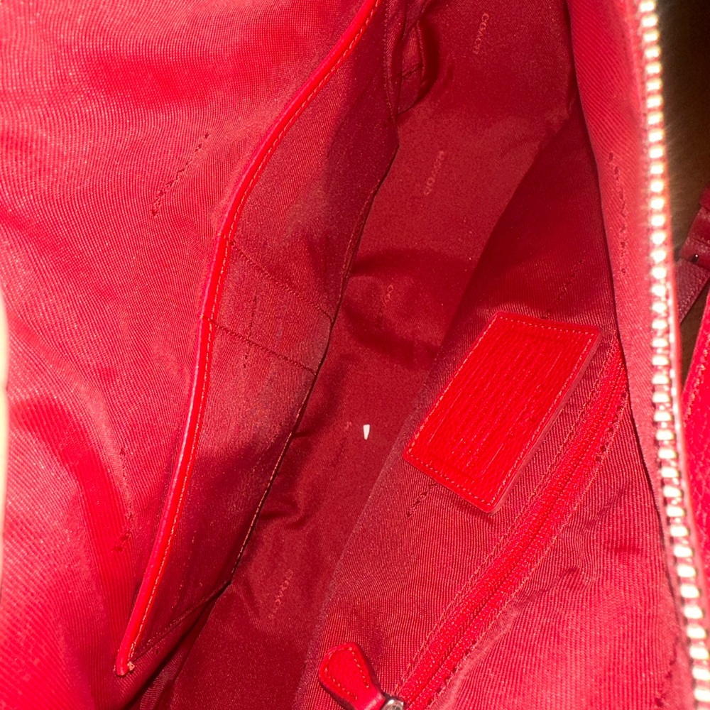 Coach Pebble Leather Turnlock Hobo Crossbody Bag- RED - Picture 7 of 16